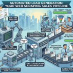 Web scraping for lead generation hero image showing automated data extraction building B2B and B2C sales pipeline